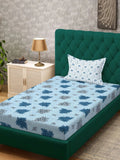 Myntra Elegant Homes Blue Floral 400 TC Single Bedsheet with 1 Pillow Covers