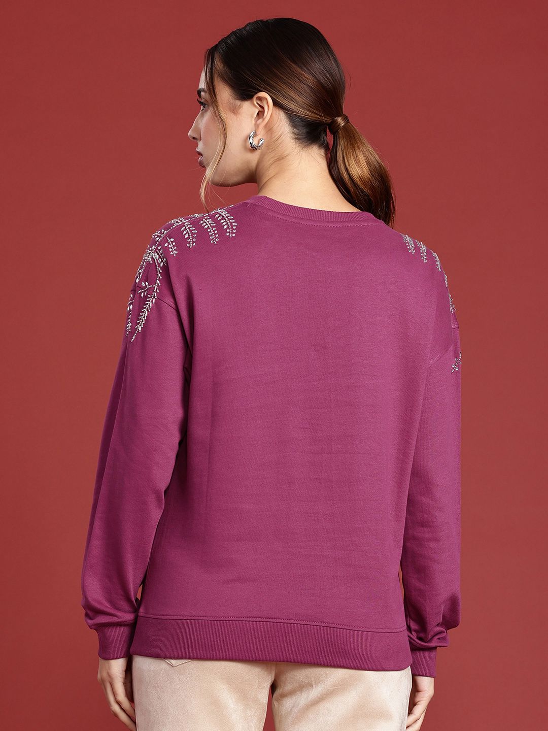 all about you Long Sleeves Studded Embellished Sweatshirt