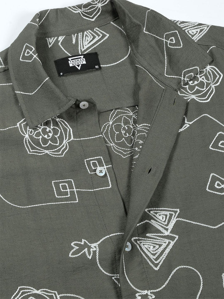 Thomas Scott Men Embroidered Regular Fit Casual Shirt