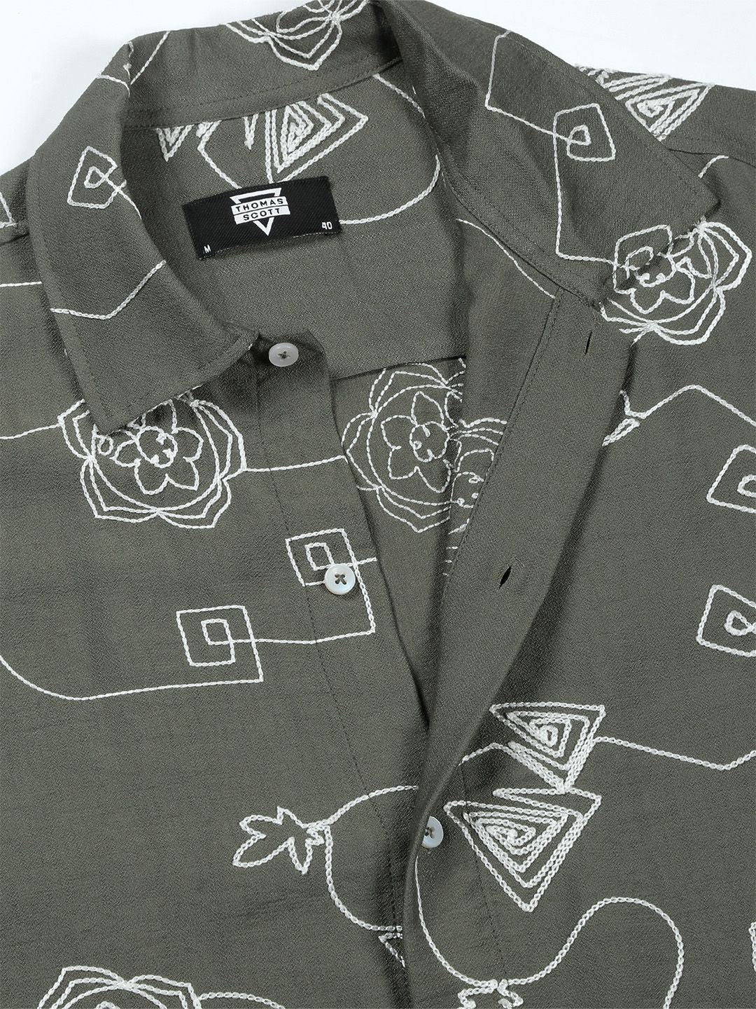 Thomas Scott Men Embroidered Regular Fit Casual Shirt
