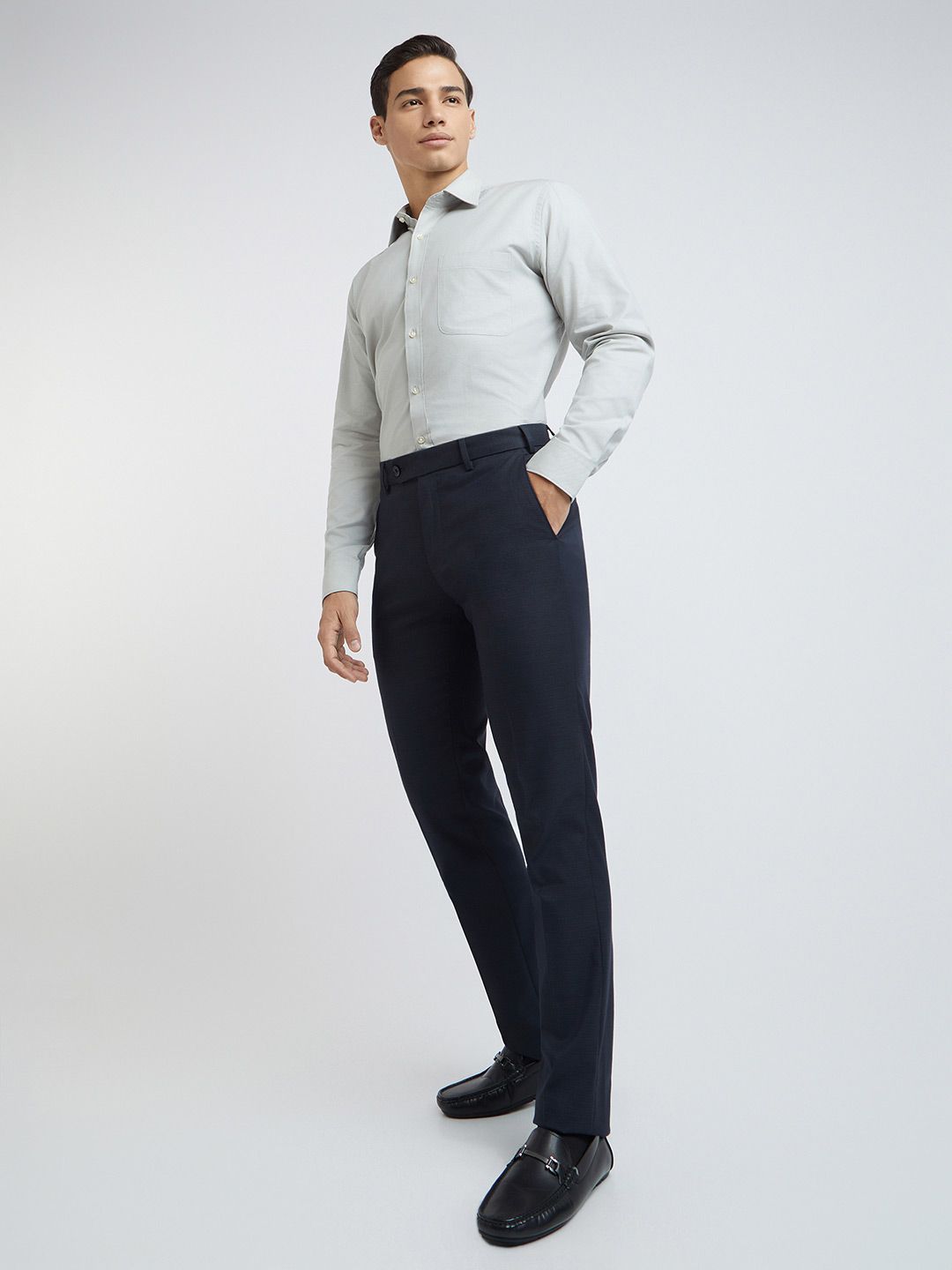 Raymond Men Textured Slim Fit Formal Trousers