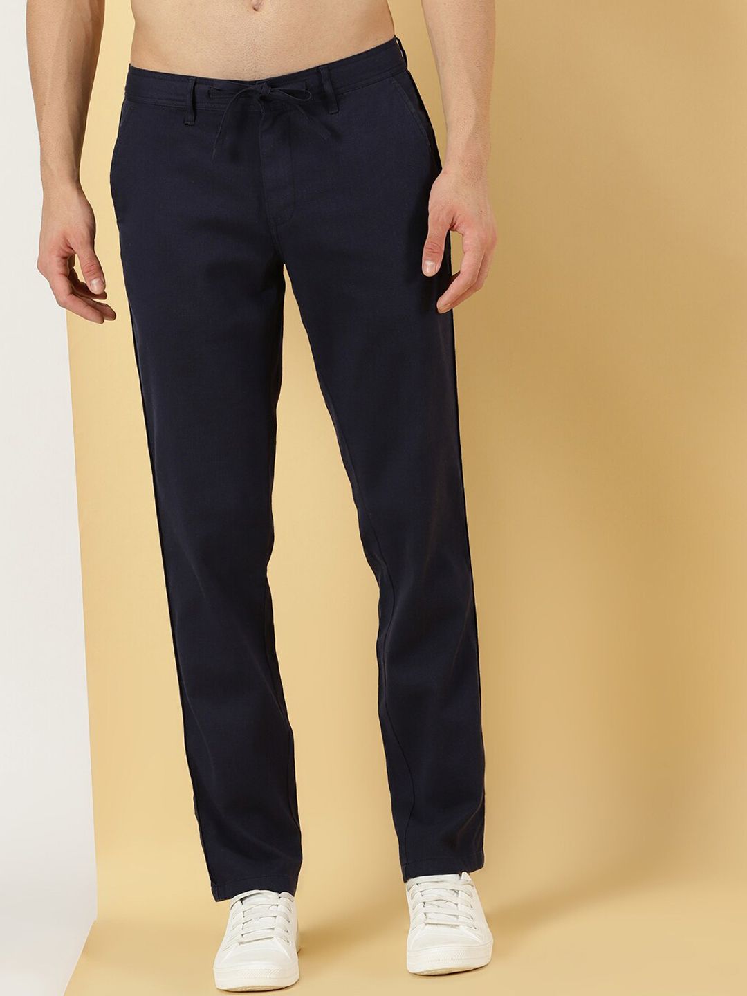Thomas Scott Men Smart Mid Rise Linen Cotton Trouser