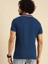 Menjadi T-Shirt Kapas Polo Polo Lelaki Manusia Biru