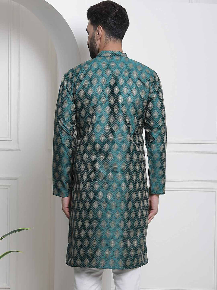 SOJANYA Motif Etnik Tenunan Kurta Kapas Sutera