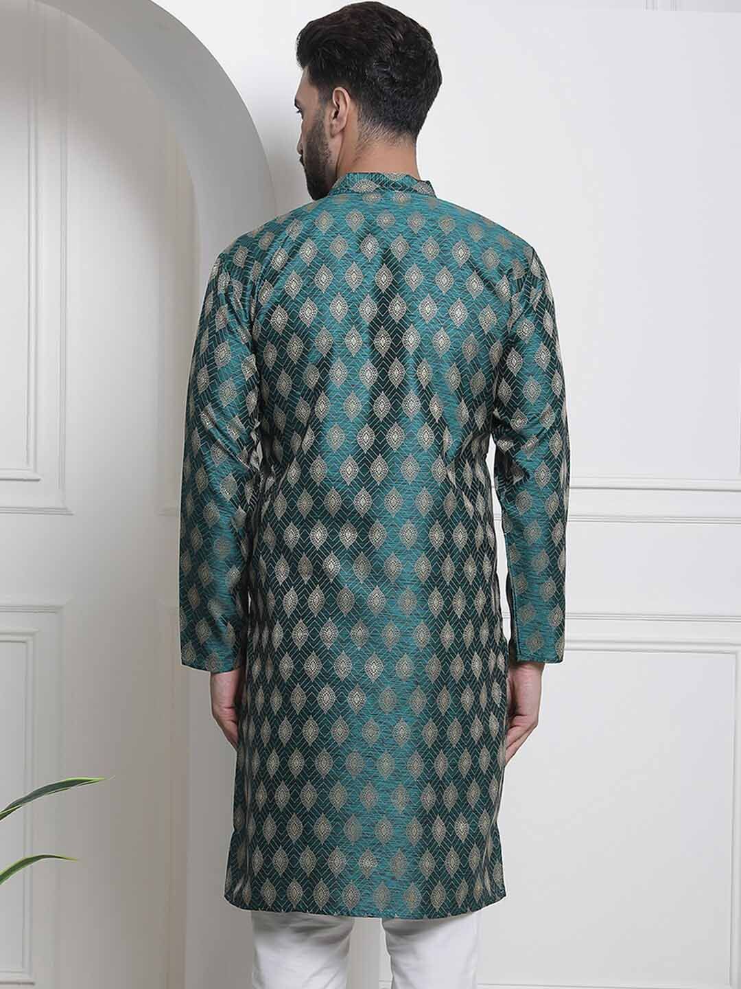 SOJANYA Motif Etnik Tenunan Kurta Kapas Sutera