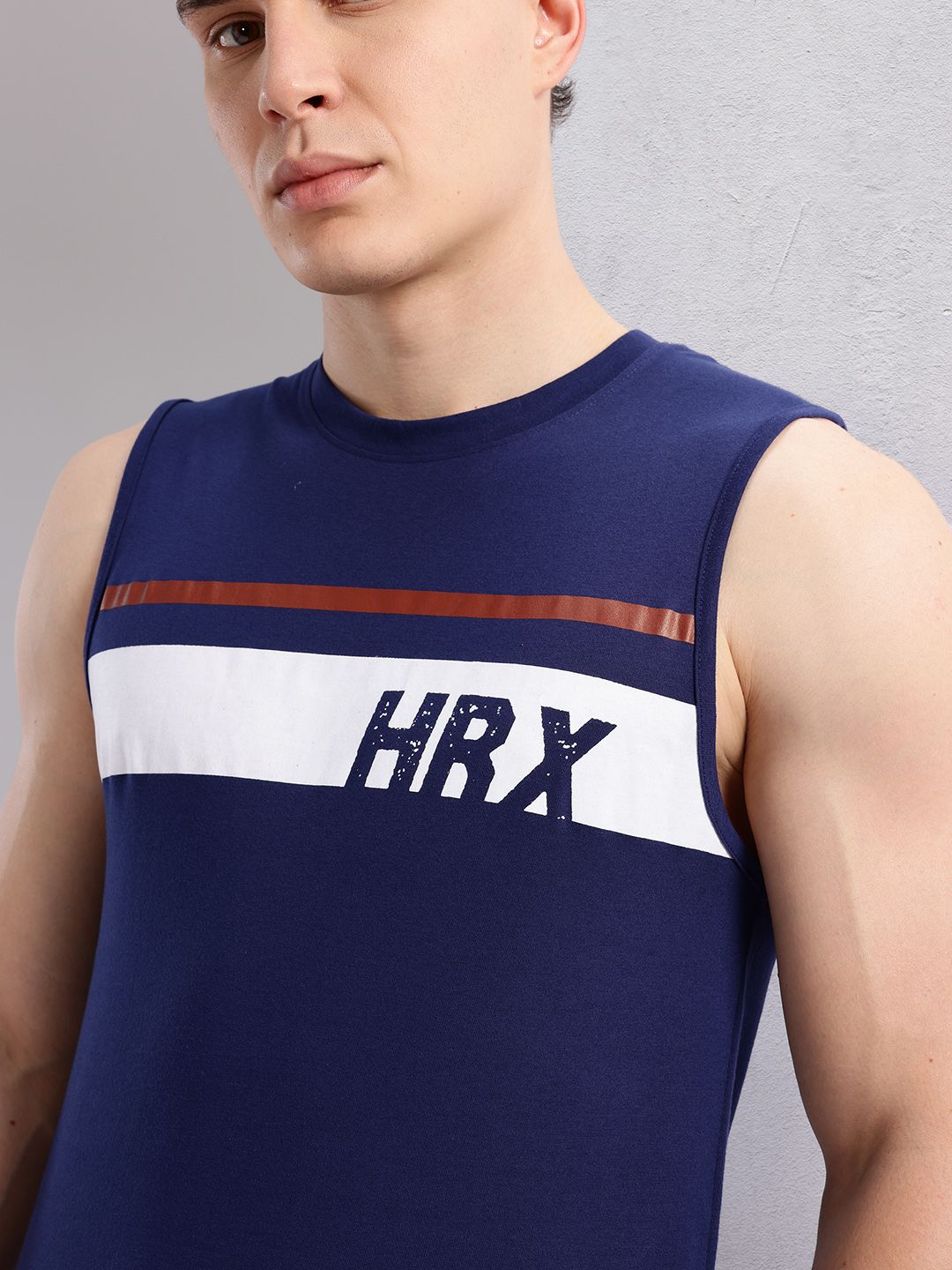 HRX by Hrithik Roshan Men Brand Logo Striped T-shirt