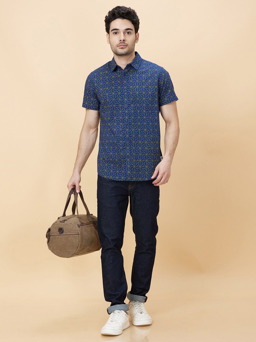 Being Human Slim Fit Geometric Printed Casual Shirt