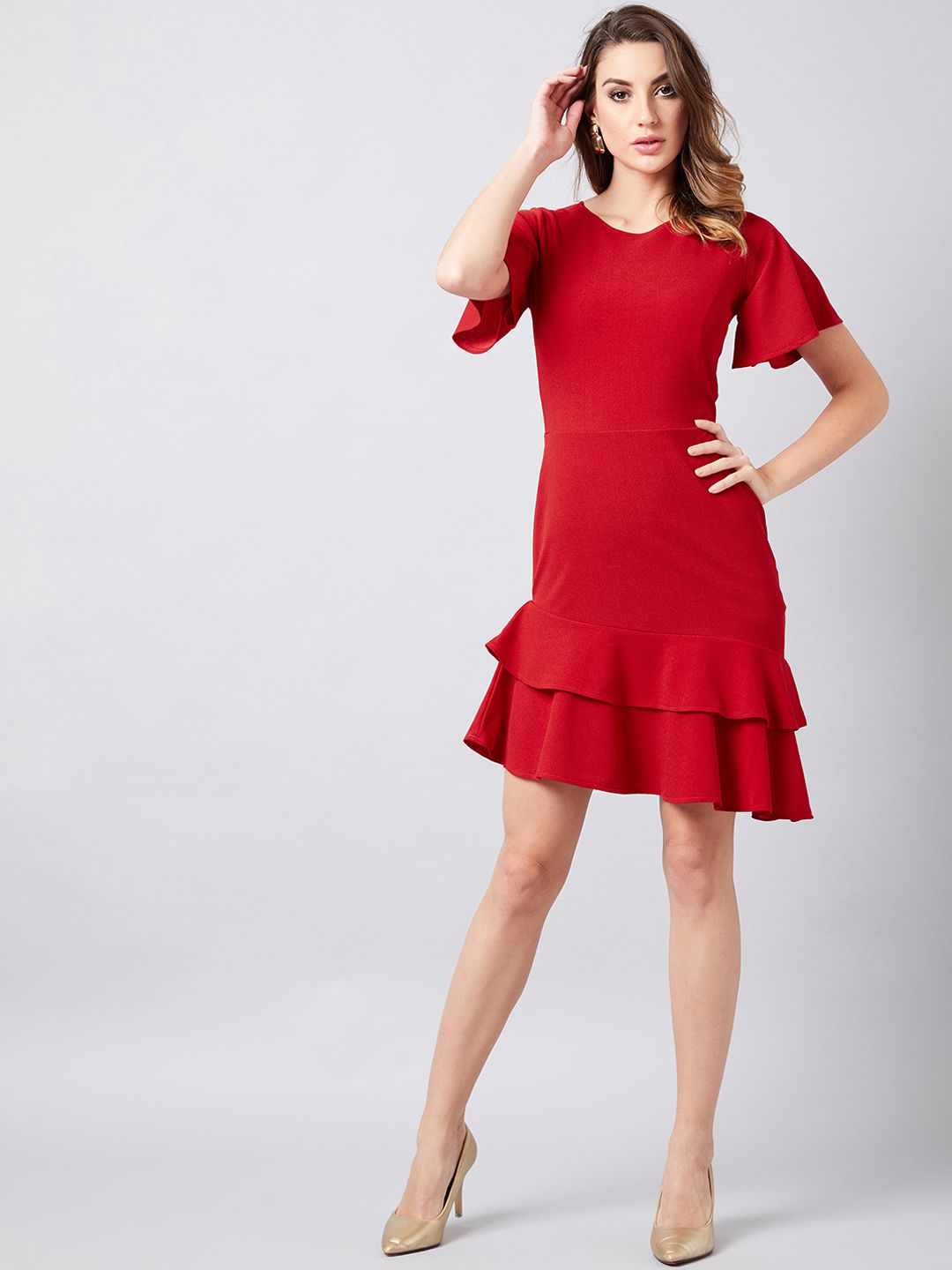 Athena Women Red Solid Sheath Dress
