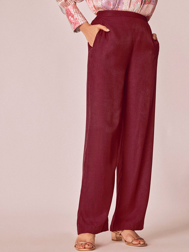 The Label Life Women Relaxed Flared Fit High-Rise Parallel Trousers