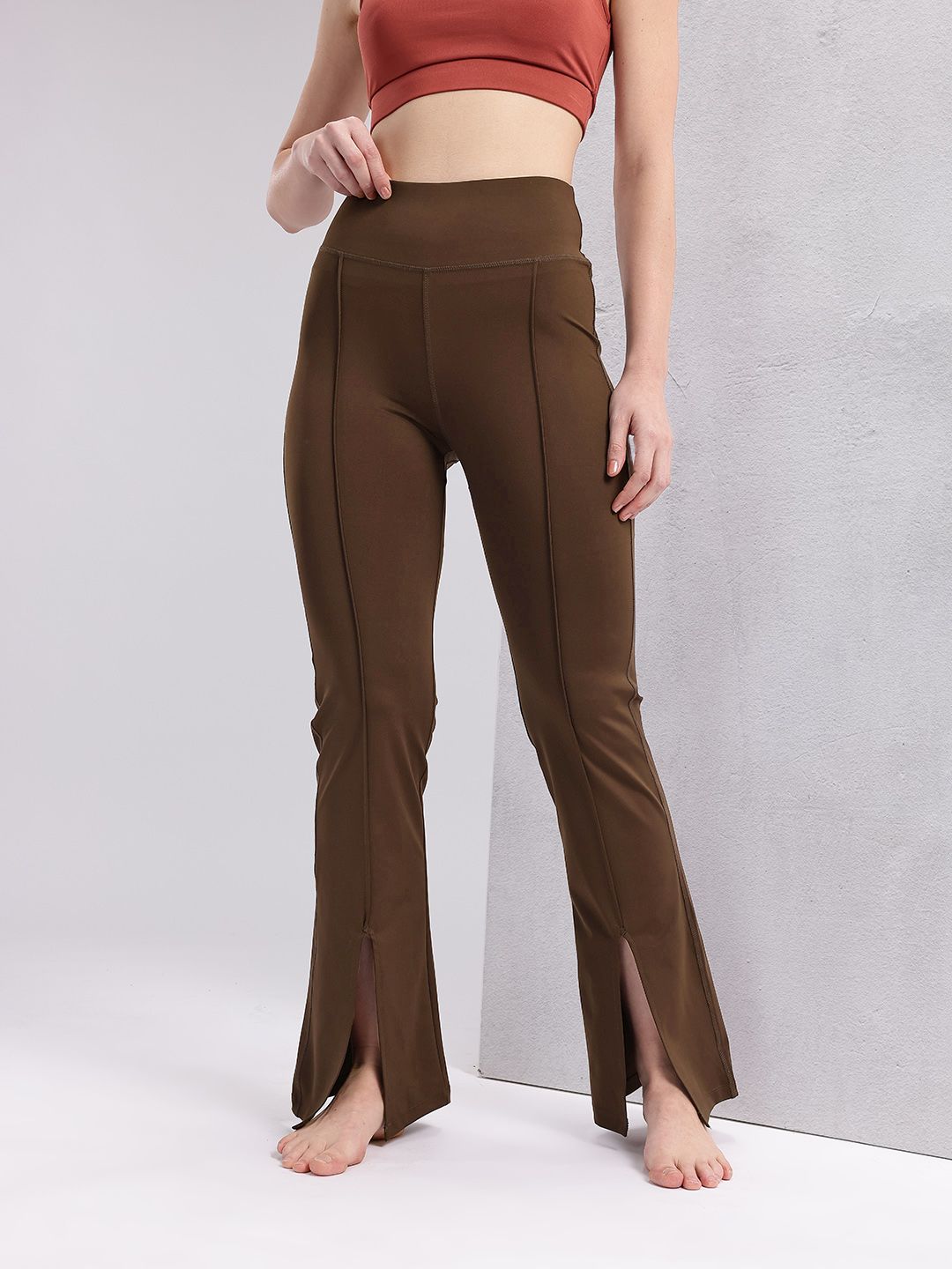 HRX by Hrithik Roshan Women Slit Hem Panelled Rapid-Dry Yoga Tights