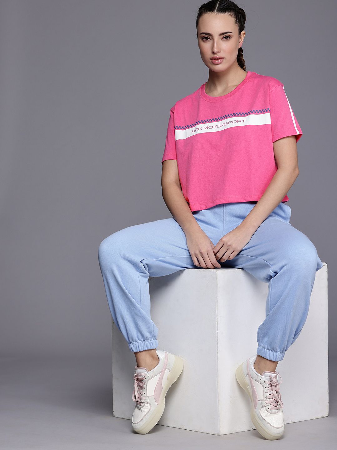 HRX by Hrithik Roshan HRXGT Brand Logo Printed Drop-Shoulder Lifestyle Relaxed Fit T-shirt