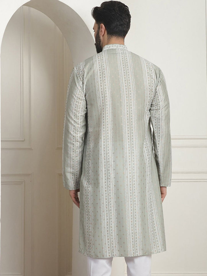 SOJANYA Printed Mandarin Collar Lengan Panjang Kurta Lurus