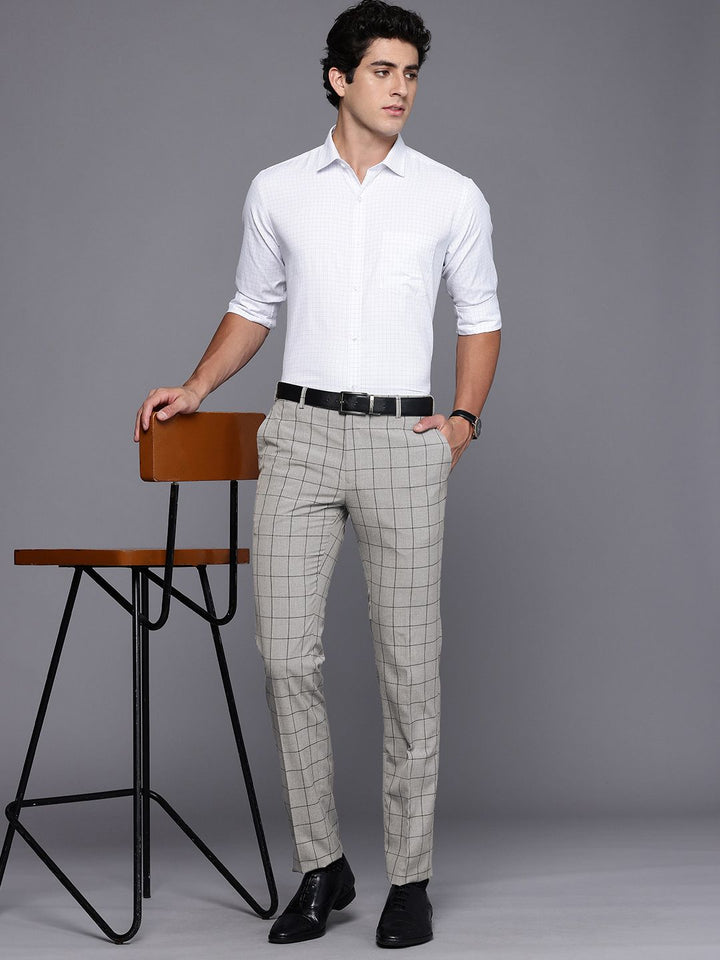 Raymond Men Checked Slim Fit Formal Trousers