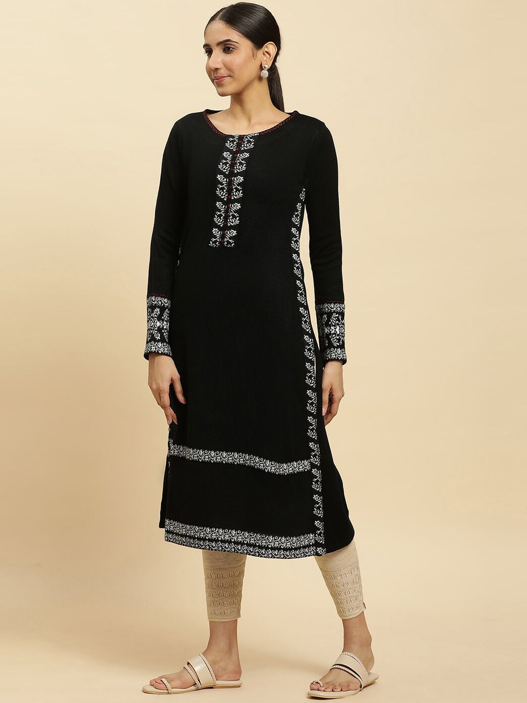 W Embroidered Regular Acrylic Kurta with Trousers