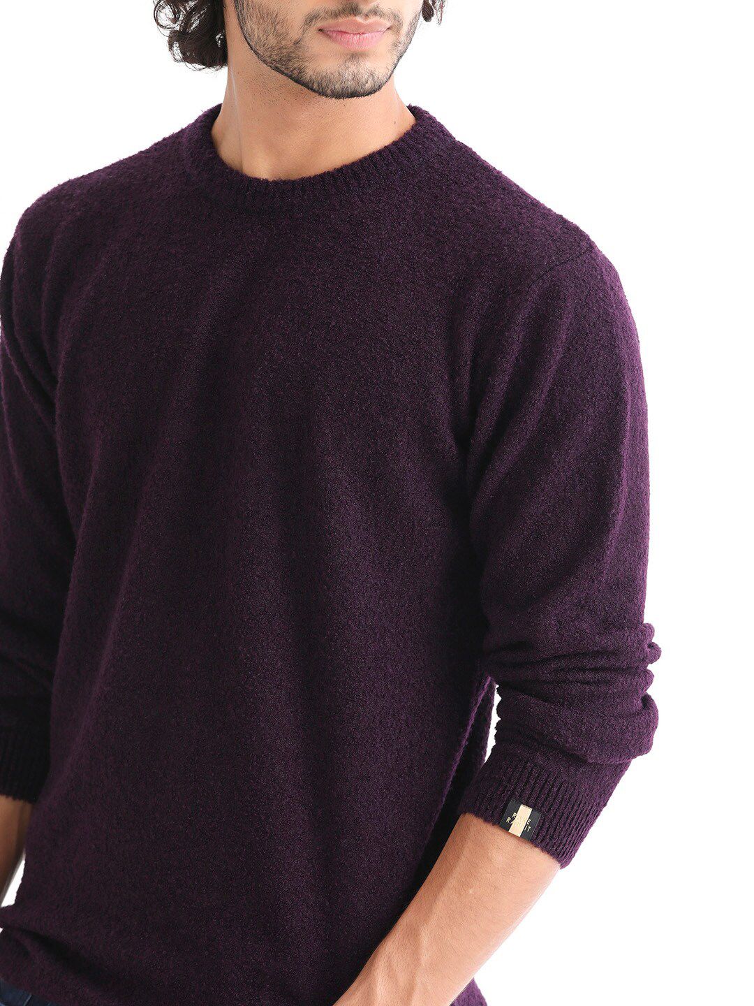 RARE RABBIT Men Bocle Crew Neck Sweater