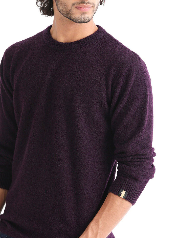 RARE RABBIT Men Bocle Crew Neck Sweater