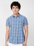 SPYKAR Tartan Checked Spread Collar Cotton Opaque Casual Shirt