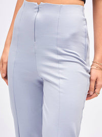 SASSAFRAS Women Blue Straight Fit High-Rise Trousers