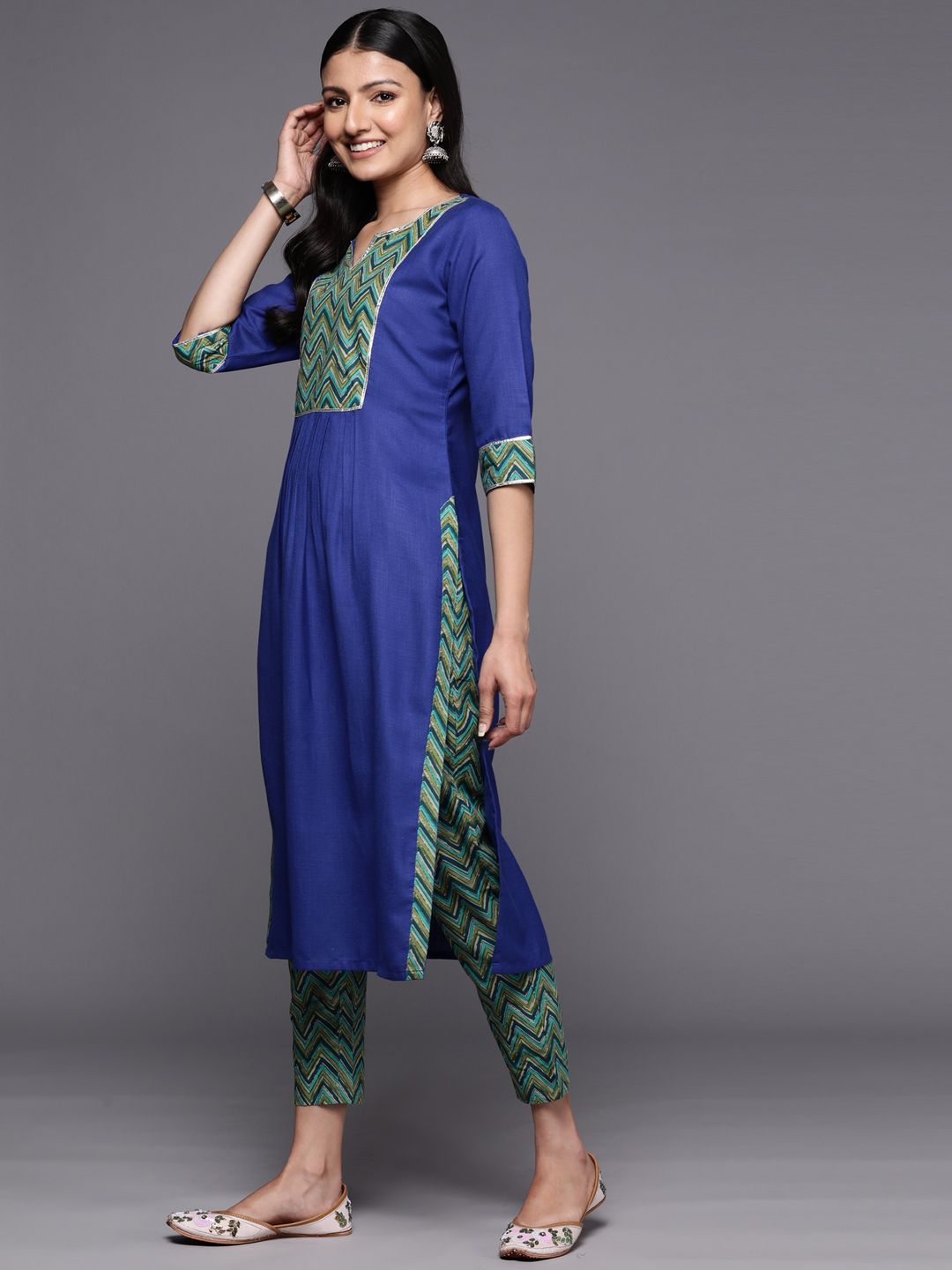 Libas Yoke Design Gotta Patti Kurta with Trousers & With Dupatta