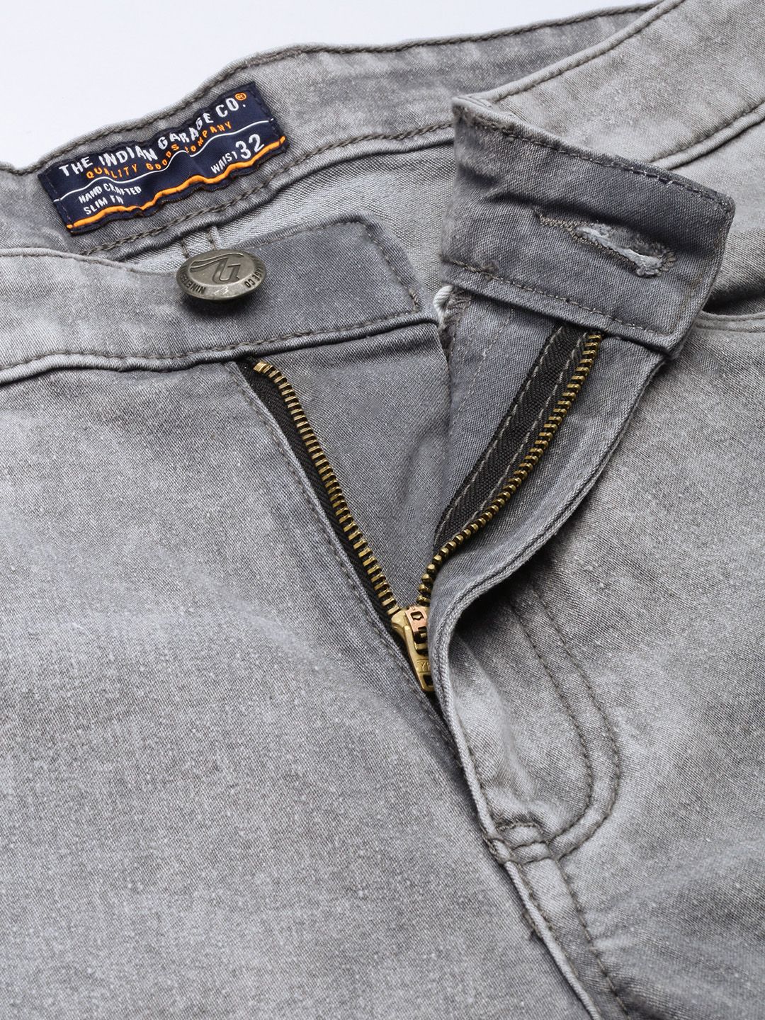 The Indian Garage Co Men Grey Slim Fit Light Fade Stretchable Jeans