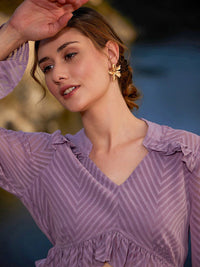 Athena Self Design Gathers & Pleated Ruffles Crop Top