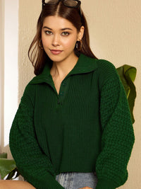 Berrylush Women Ribbed Crop Pullover