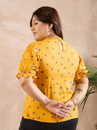 Berrylush Curve Polka Dots Printed Cotton Plus Size Top