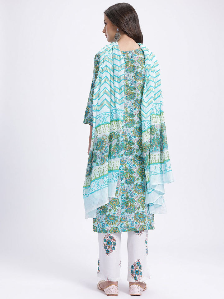 Anouk Ethnic Motifs Print Kurta With Trousers & With Dupatta