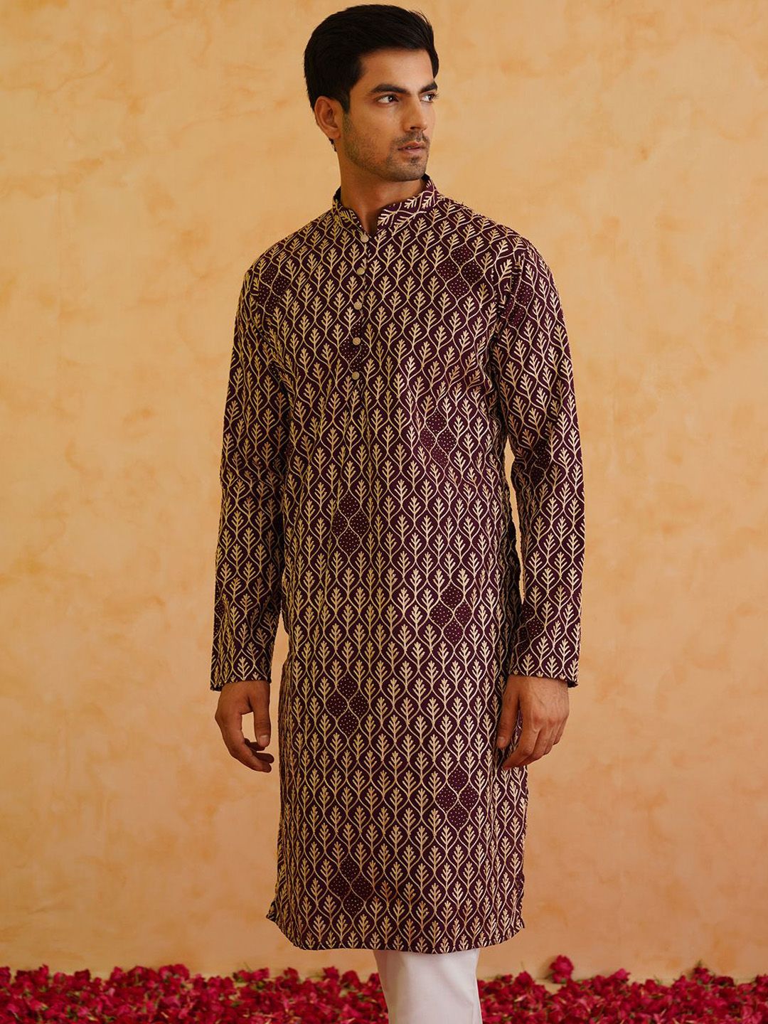 SOJANYA Ethnic Motifs Embroidered Thread Work Detailed Pure Cotton Kurta With Pyjamas