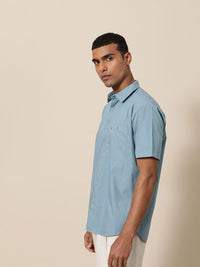 Mr Bowerbird Men Blue Pure Cotton Liberal Fit Casual Shirt