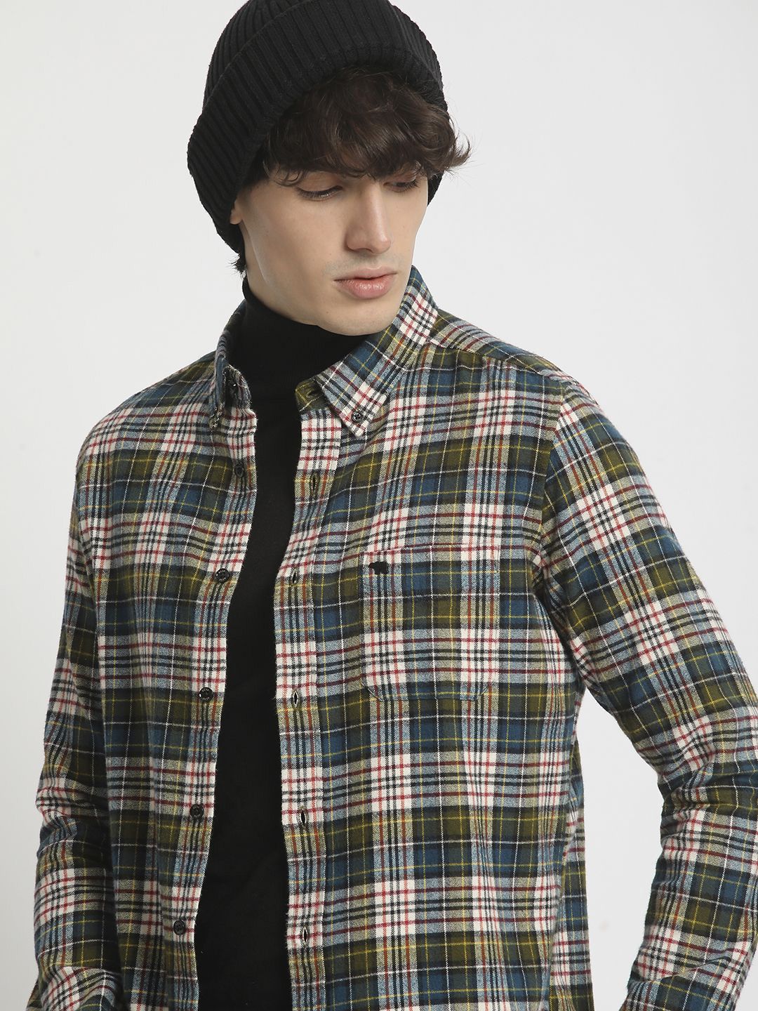 The Bear House Men Checked Slim Fit Casual Shit