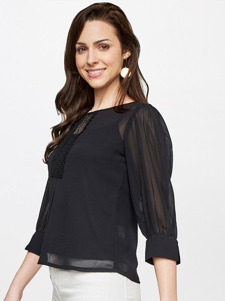 AND Black Women's Self Design Lace Up Top