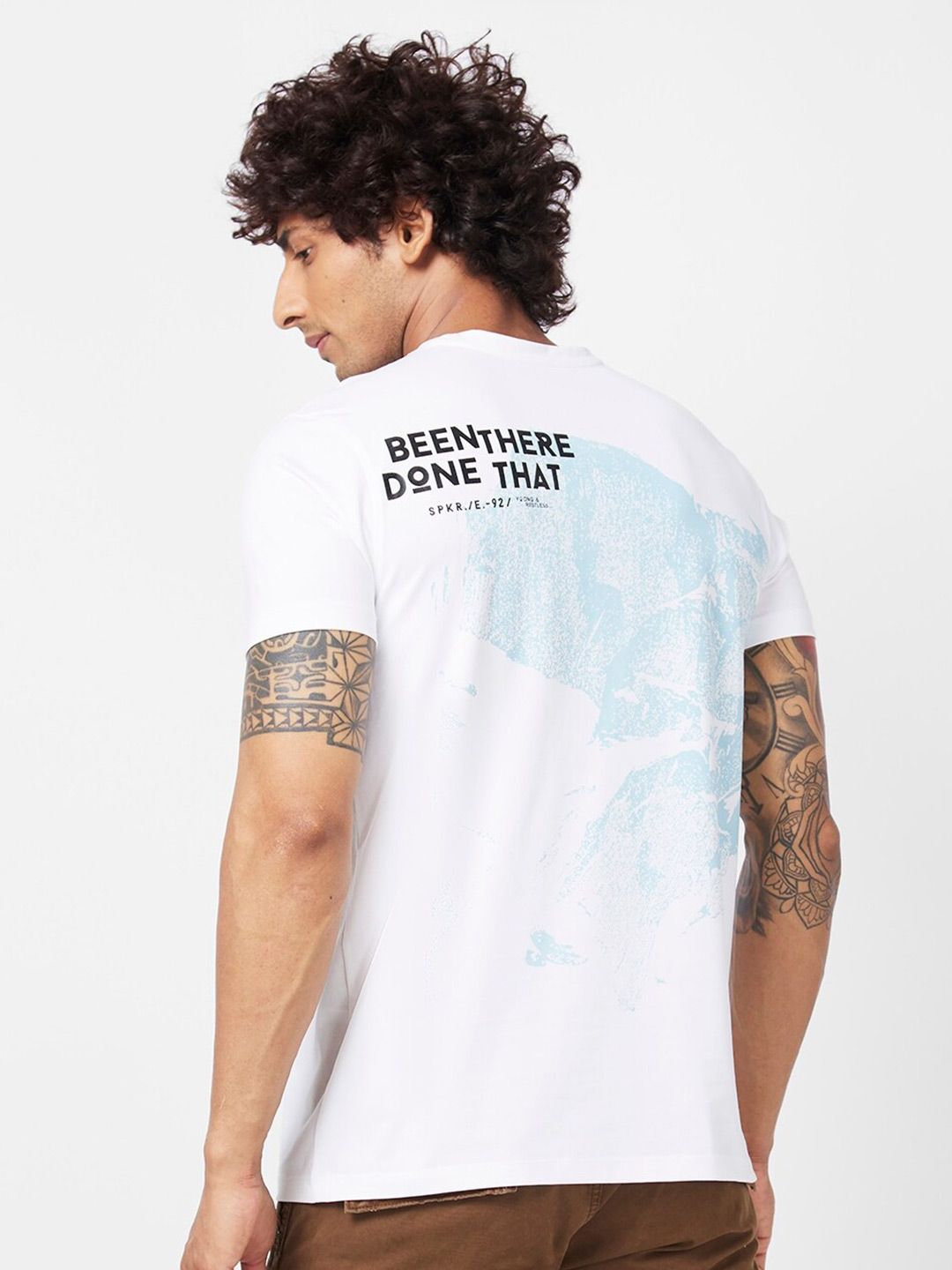 SPYKAR Typography Printed Round Neck Cotton Slim Fit T-shirt