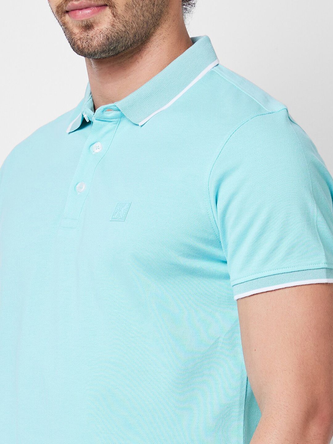 SPYKAR Polo Collar Short Sleeves Slim Fit Cotton T-shirt