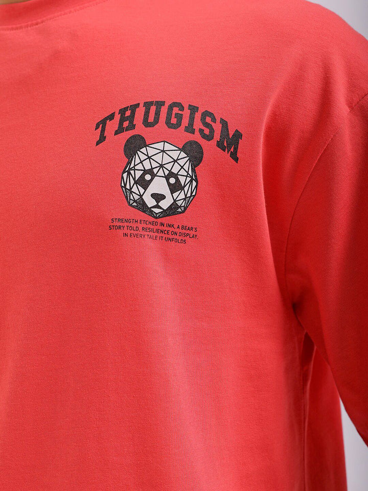 The Indian Garage Co Men Back Printed Round Neck Boxy Oversized T-shirt