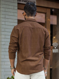 Powerlook Men Spread Collar Textured Relaxed Fit Casual Shirt