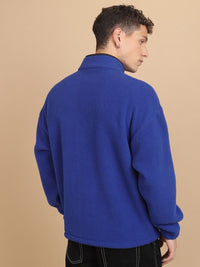 HIGHLANDER High Neck Half Zipper Drop Shoulder Sleeves Oversized Pullover Sweatshirt