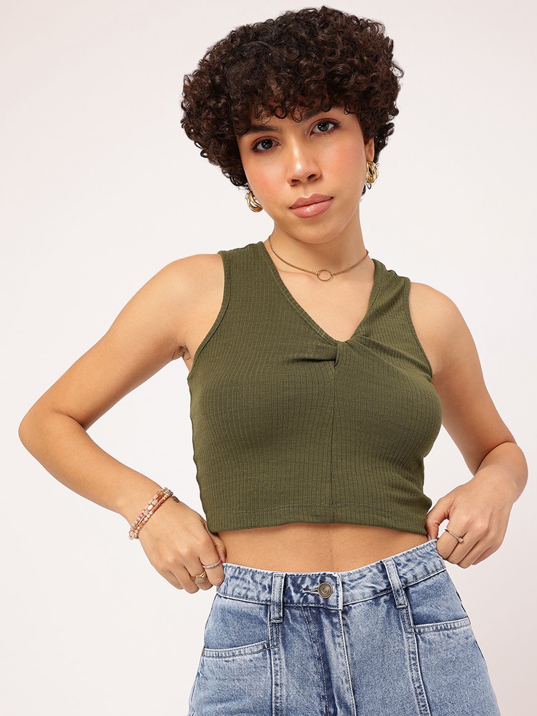DressBerry Chill & Thrill Twisted Ribbed Crop Top