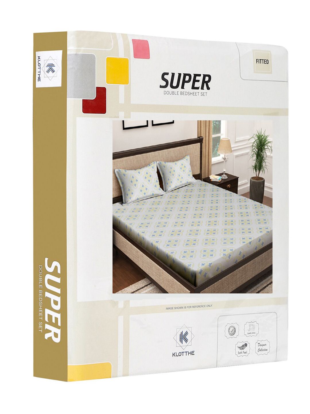 KLOTTHE Kelabu Bunga Kapas Tulen 400 TC Dilengkapi Cadar King Superfine dengan 2 Sarung Bantal-250 x 225 cm