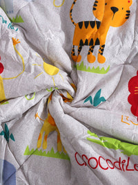 HOSTA HOMES Grey & Green Cartoon Characters Heavy Winter 210 GSM Single Bed Comforter