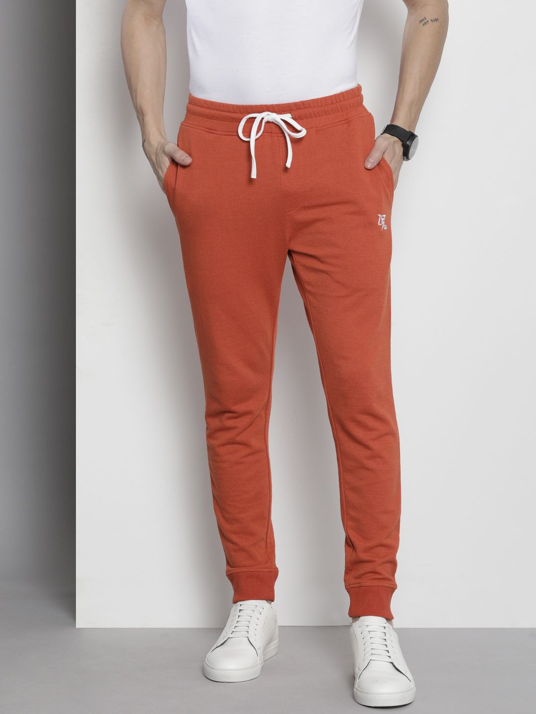 The Indian Garage Co Men Rust Orange Solid Joggers