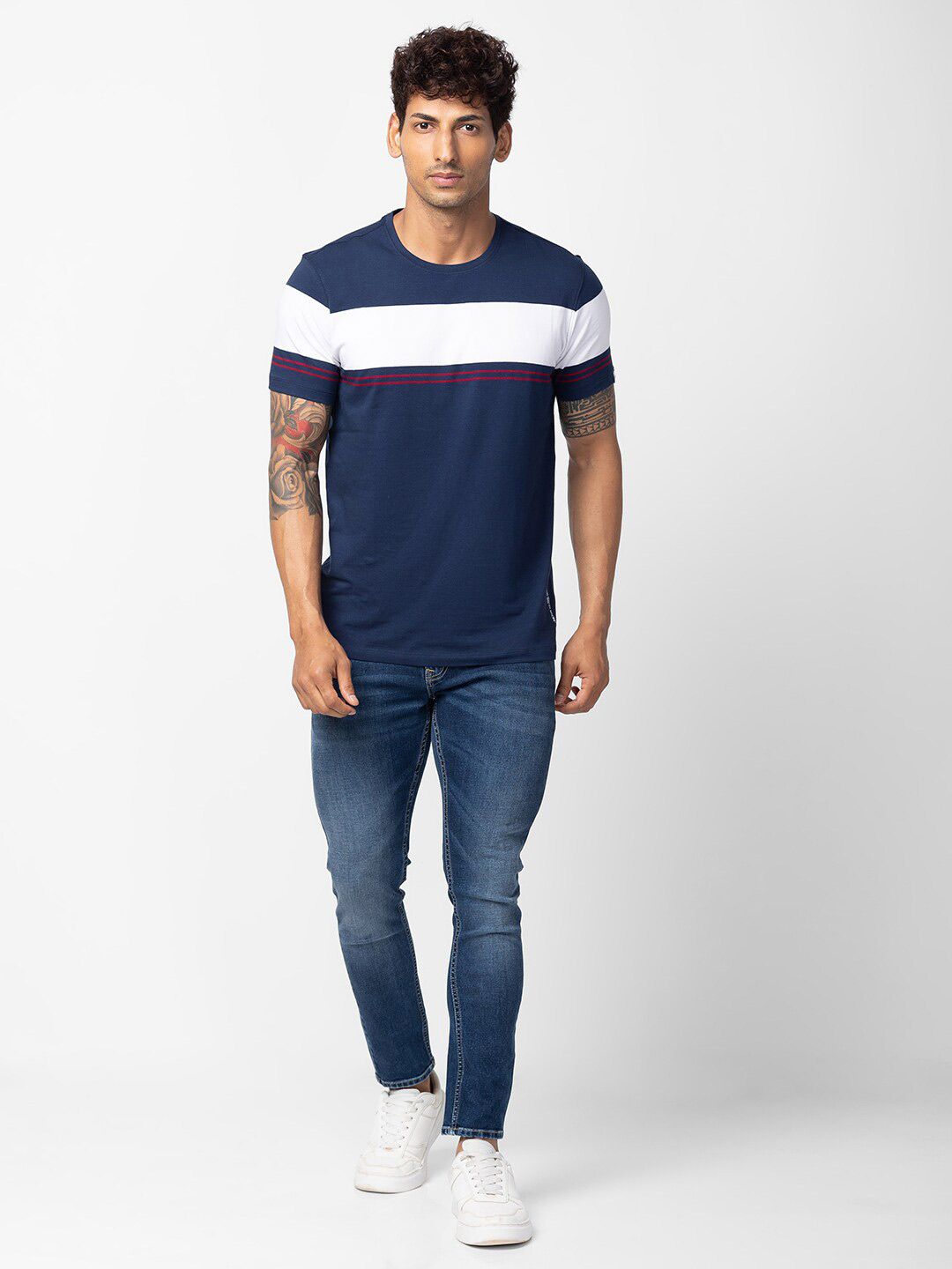 SPYKAR Men Colourblocked Cotton T-shirt