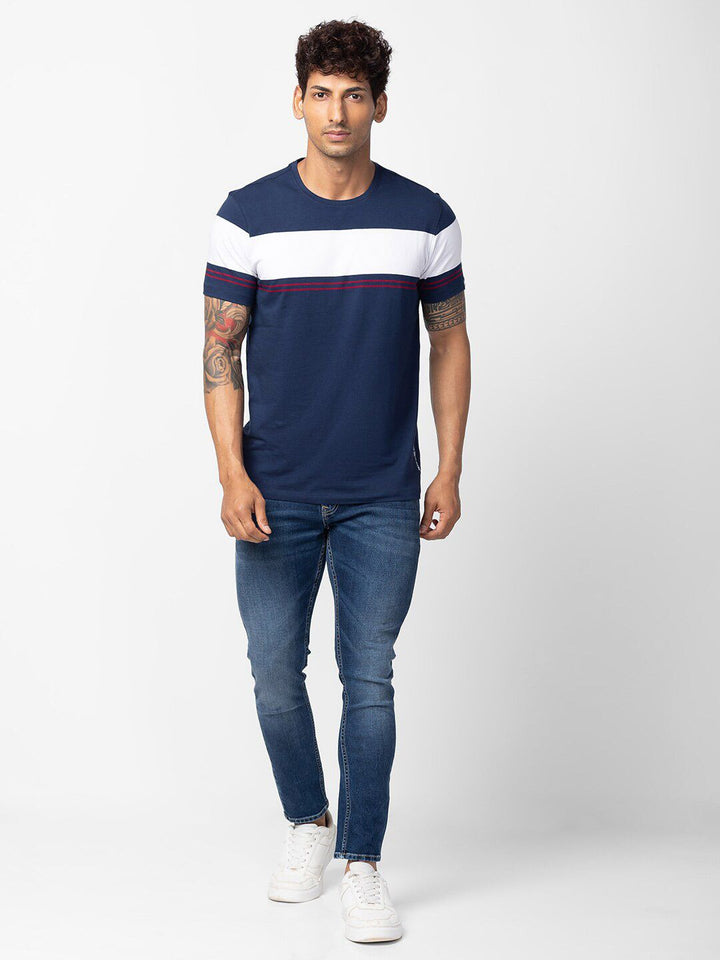 SPYKAR Men Colourblocked Cotton T-shirt