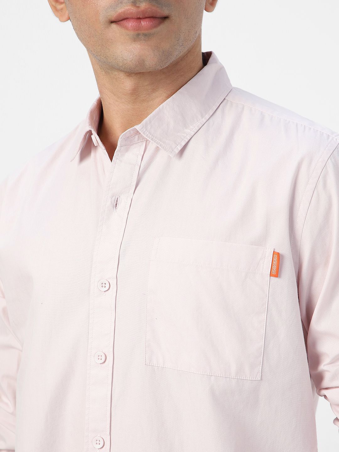Urbano Fashion Men Spread Collar Solid Cotton Casual Shirt