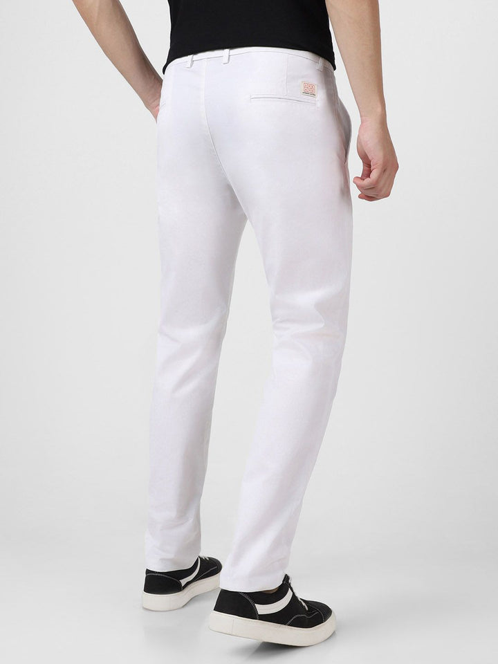 Urbano Fashion Men White Slim Fit Easy Wash Trousers
