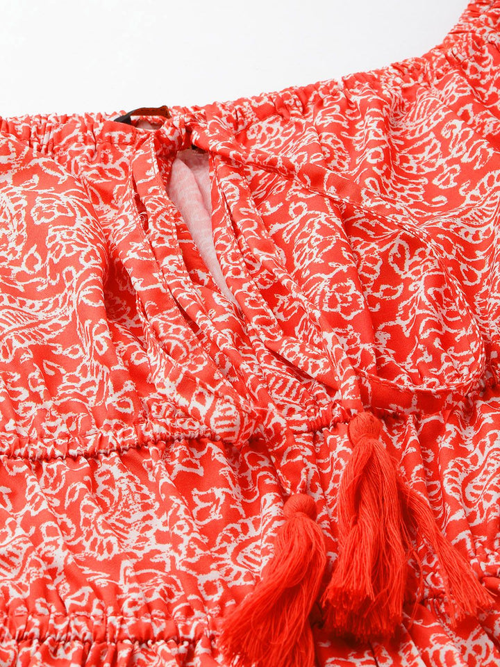 DressBerry Paisley Perfection Printed Cinched Waist Off-Shoulder A-line Mini Dress