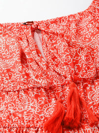DressBerry Paisley Perfection Printed Cinched Waist Off-Shoulder A-line Mini Dress
