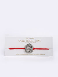 PANASH Men Set of 2 Silver-Toned OM & Rudraksha Rakhi with Roli Chawal