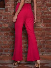SASSAFRAS Women Slim Fit High-Rise Parallel Trousers