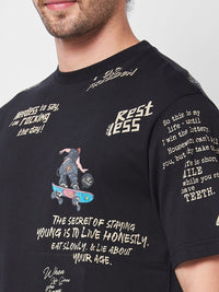 SPYKAR Round Neck Short Sleeves Printed Cotton T-shirt